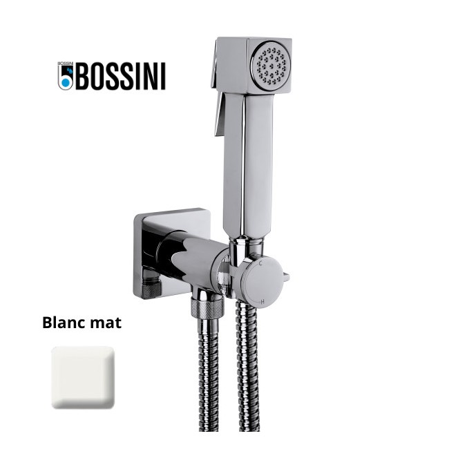 Ensemble mitigeur progressif avec flexible et douchette CUBE-BRASS blanc mat - BOSSINI E38003045