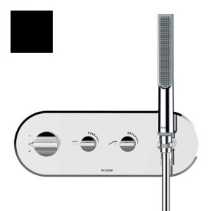 Partie externe mitigeur thermostatique mural bain douche noir mat Apice - Bossini Z00523073