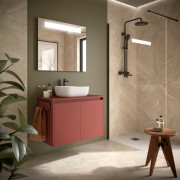 Ensemble meuble et plan de salle de bain 2 Portes Noja 800 Red Satin - SALGAR 105557