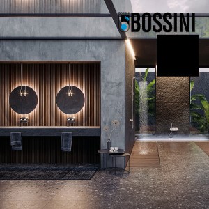 Partie externe mitigeur lavabo mural noir mat Apice - Bossini Z00549073