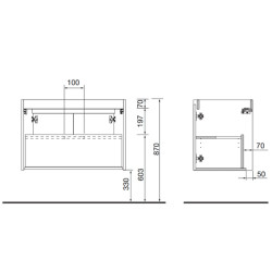 Ensemble meuble et plan de salle de bain 2 Portes Noja 800 White gloss - SALGAR 105552