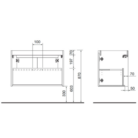 Ensemble meuble et plan de salle de bain 2 Portes Noja 800 White gloss - SALGAR 105552