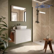 Ensemble meuble et plan de salle de bain 2 Portes Noja 800 White gloss - SALGAR 105552