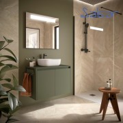 Ensemble meuble et plan de salle de bain 2 Portes Noja 800 Green Satin - SALGAR 105556