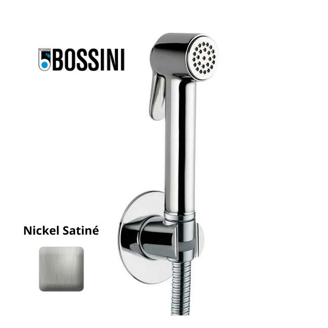 Ensemble douchette avec support et flexible en laiton 125 cm Paloma-Brass Nickel satiné - Bossini CA2001B094