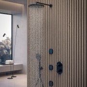 Pomme de tête ø 280 mm en ABS avec rotule et diffuseur noir mat Apice - Bossini I00430073