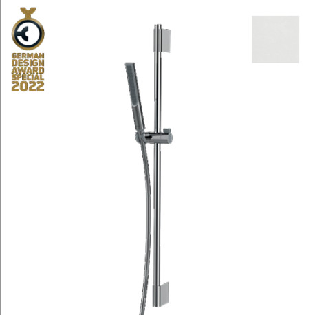 Ensemble barre de douche ronde et douchette blanc mat Apice - Bossini DA5061045