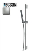 Ensemble barre de douche ronde et douchette nickel satiné Apice - Bossini DA5061094