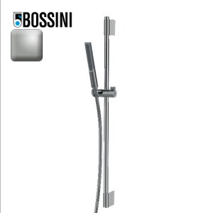 Ensemble barre de douche ronde et douchette nickel satiné Apice - Bossini DA5061094