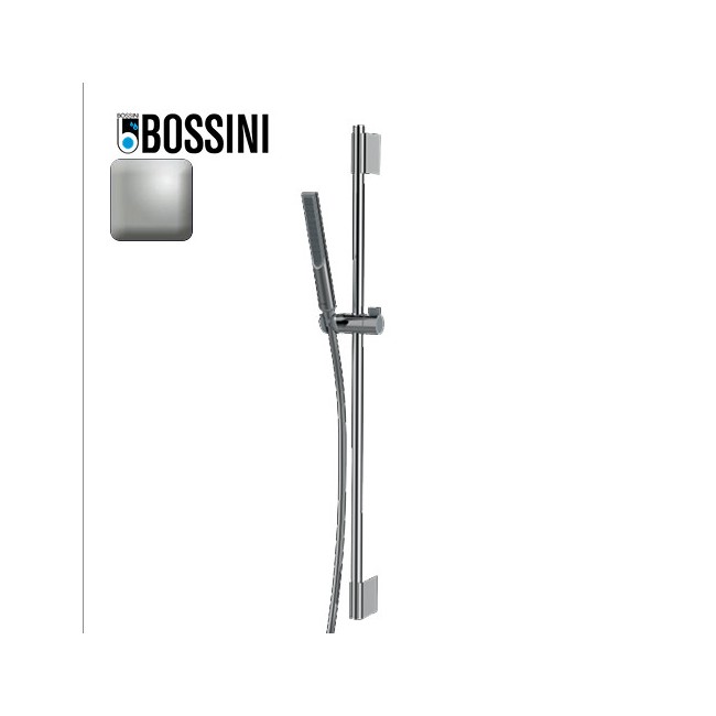 Ensemble barre de douche ronde et douchette nickel satiné Apice - Bossini DA5061094