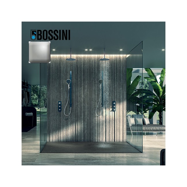 Ensemble barre de douche plate et pomme de douche nickel satiné Apice - Bossini D48086094