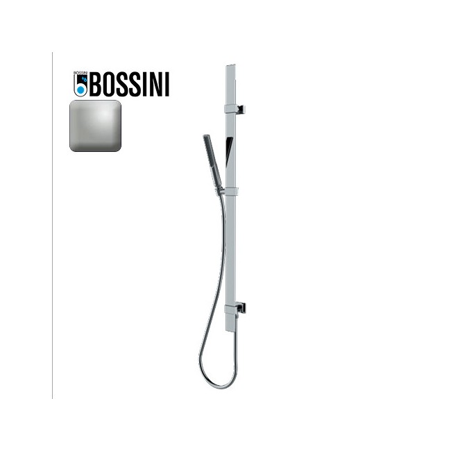 Ensemble barre de douche plate et douchette nickel satiné Apice - Bossini D48088094