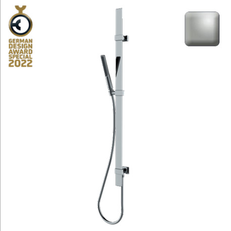 Ensemble barre de douche plate et douchette nickel satiné Apice - Bossini D48088094