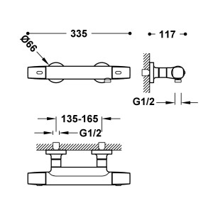 Ensemble douche thermostatique Or Rose Mat 24K - TRES 19016449OPM 