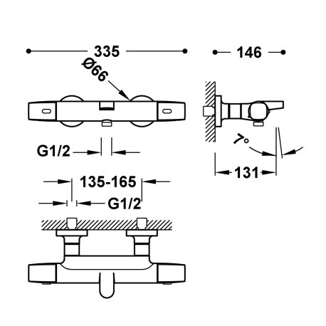 Robinet thermostatique mural pour baignoire et doucheSans accessoires Noir bronze - TRES 19017404KMB 