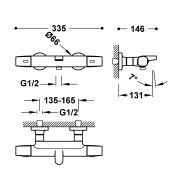 Robinet thermostatique mural pour baignoire et doucheSans accessoires Noir mat - TRES 19017404NM 