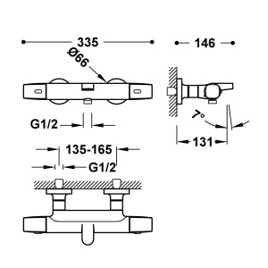 Robinet thermostatique mural pour baignoire et doucheSans accessoires Noir mat - TRES 19017404NM 