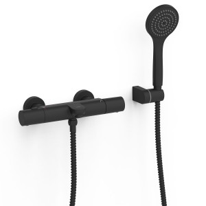 Ensemble douche bain-douche thermostatique Noir mat - TRES 19017419NM 