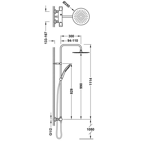 Colonne de douche thermostatique 2 voies Chrome - TRES 19039316 
