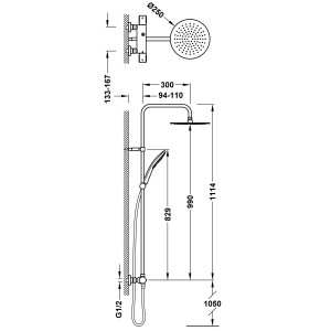 Colonne de douche thermostatique 2 voies Chrome - TRES 19039316 