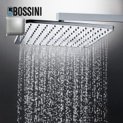 Pomme de tête carrée 280mm jet de pluie autonettoyant nickel satiné Cosmo - BOSSINI I00598094