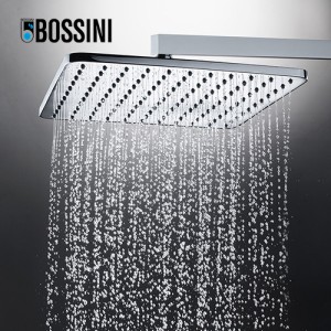 Pomme de tête carrée 230mm jet de pluie autonettoyant chromé Cosmo - BOSSINI I00597030