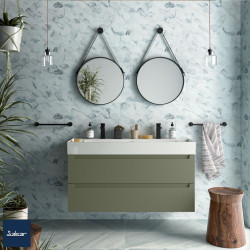 Meuble salle bain MONTERREY 1200 2 tiroirs métal.GREEN FOREST 1197x540x450mm - SALGAR 96532 