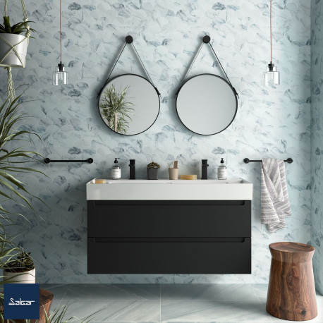 Meuble salle bain MONTERREY 1200 2 tiroirs métal.BLACK VELVET 1197x540x450mm - SALGAR 96527 