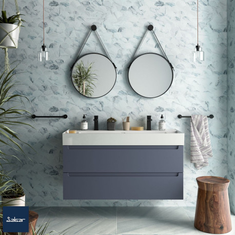 Meuble de salle de bain MONTERREY 1200 2 tiroirs métal.NIGHT BLUE 1197x540x450mm - SALGAR 96530 