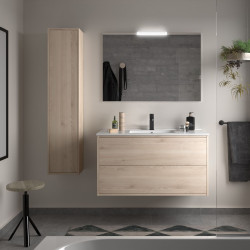 Ensemble Salle De Bains Optimus 100 2 Tiroirs Chêne Naturel - SALGAR 104641 