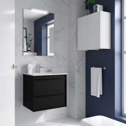 Ensemble Salle De Bains Attila 70 2 Tiroirs Black Satin - SALGAR 104748 