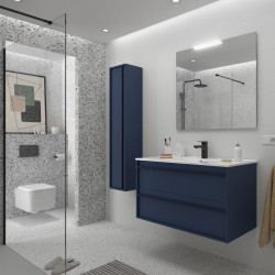 Ensemble Salle De Bains Attila 100 2 Tiroirs Blue Satin - SALGAR 104916 