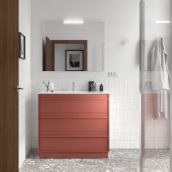 Ensemble Salle De Bains Attila 100 3 Tiroirs Red Satin - SALGAR 105156 