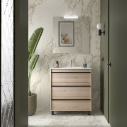 Ensemble Salle De Bains Attila 80 3 Tiroirs Chêne Naturel - SALGAR 105217 