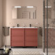 Meuble salle de bains 120cm 6 tiroirs Red Satin ATTILA - SALGAR 105233