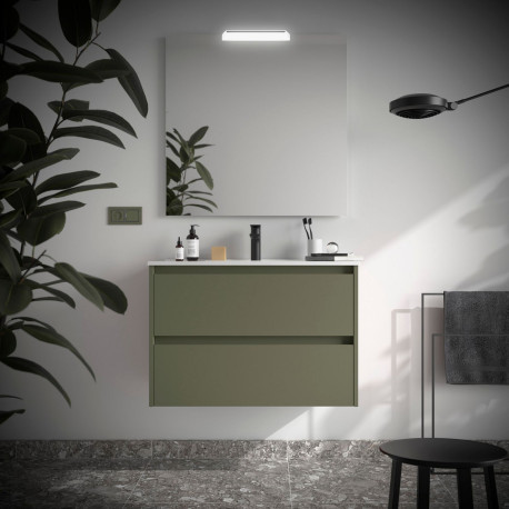 Ensemble Salle De Bains Noja 90 2 Tiroirs Green Satin - SALGAR 105421 