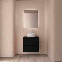 Ensemble Salle De Bains Noja 70 2 Tiroirs Black Satin - SALGAR 105464 