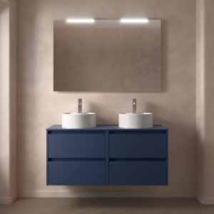 Meuble salle de bains et plan de toilette 120cm 4 tiroirs Blue Satin NOJA - SALGAR 105519
