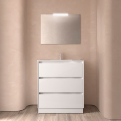 Ensemble Salle De Bains Noja 80 3 Tiroirs White Gloss - SALGAR 105628 