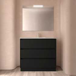Ensemble Salle De Bains Noja 100 3 Tiroirs Black Satin - SALGAR 106189 