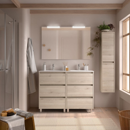 Ensemble Salle De Bains Noja 120 6 Tiroirs Chêne Naturel - SALGAR 106202 