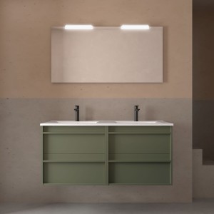 Meuble salle de bains + Vasque 120cm 4 tiroirs Green Satin ATTILA - SALGAR 104834