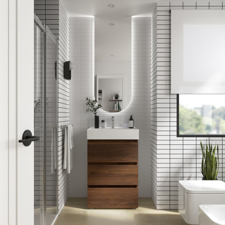 Meuble de salle de bain SPIRIT 700 3 tiroirs métalliques NOYER MAYA - SALGAR 102759 
