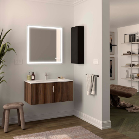 Meuble de salle de bain BIBA 900 1 tiroir NOYER MAYA 897 x 405 x 450 mm - SALGAR 102948 