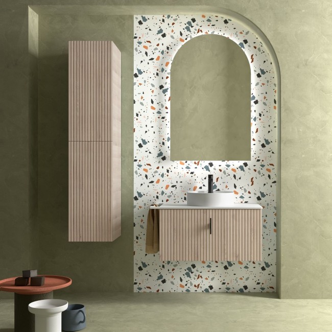 Meuble de salle de bain BIBA 800 1 tiroir et 1 tiroir intérieur CHÊNE NATUREL - SALGAR 103020 