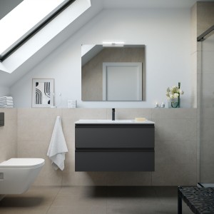 Meuble de salle de bain SPIRIT 900 2 tiroirs métalliques anthracite mat - SALGAR 103467 