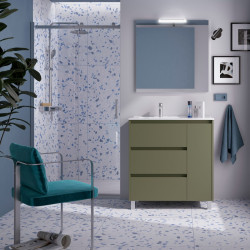 Ensemble Salle De Bains Noja 85 3 Tiroirs 1 Porte Green Satin Droite - SALGAR 106263 