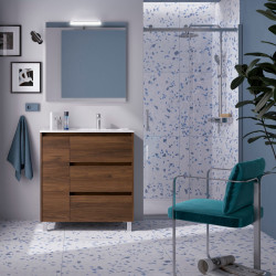 Ensemble Salle De Bains Noja 85 3 Tiroirs 1 Porte Noyer Maya Gauche - SALGAR 106276 