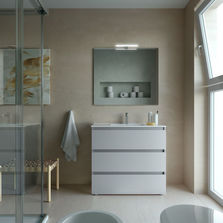 Meuble de salle de bain SPIRIT 900 3 tiroirs métalliques Blue Fog - SALGAR 103490 