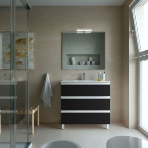 Meuble de salle de bain SPIRIT 900 3 tiroirs métalliques BLACK VELVET - SALGAR 102767 